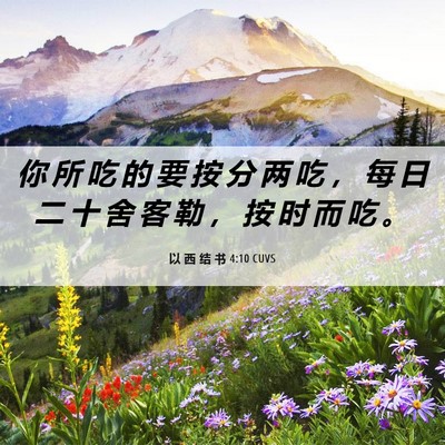 Picture 06 - 以 西 结 书 4:10 CUVS - 你 所 吃 的 要 按 分 两 吃 ， 每 日 - Bible Verse Picture