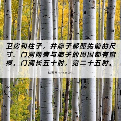 Picture 06 - 以 西 结 书 40:29 CUVS - 卫 房 和 柱 子 ， 并 廊 子 都 照 先 - Bible Verse Picture