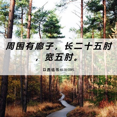 Picture 06 - 以 西 结 书 40:30 CUVS - 周 围 有 廊 子 ， 长 二 十 五 肘 ， - Bible Verse Picture