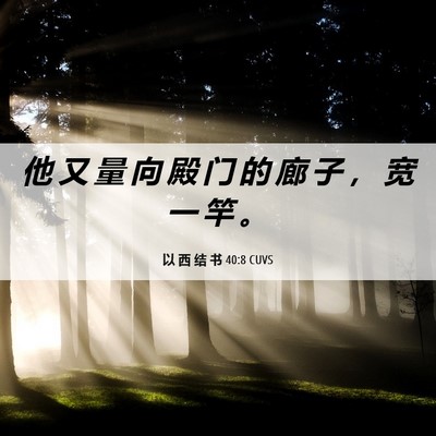 Picture 06 - 以 西 结 书 40:8 CUVS - 他 又 量 向 殿 门 的 廊 子 ， 宽 一 - Bible Verse Picture