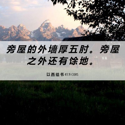 Picture 06 - 以 西 结 书 41:9 CUVS - 旁 屋 的 外 墙 厚 五 肘 。 旁 屋 之 - Bible Verse Picture