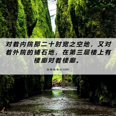 Picture 06 - 以 西 结 书 42:3 CUVS - 对 着 内 院 那 二 十 肘 宽 之 空 地 - Bible Verse Picture