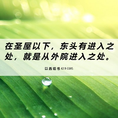 Picture 06 - 以 西 结 书 42:9 CUVS - 在 圣 屋 以 下 ， 东 头 有 进 入 之 - Bible Verse Picture