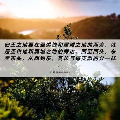 Picture 06 - 以 西 结 书 45:7 CUVS - 归 王 之 地 要 在 圣 供 地 和 属 城 - Bible Verse Picture