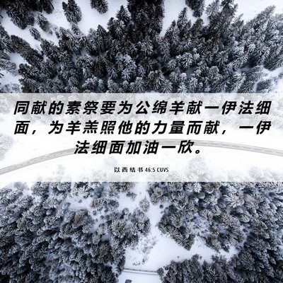 Picture 06 - 以 西 结 书 46:5 CUVS - 同 献 的 素 祭 要 为 公 绵 羊 献 一 - Bible Verse Picture