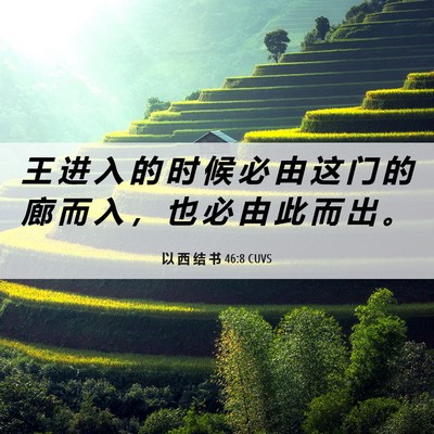 Picture 06 - 以 西 结 书 46:8 CUVS - 王 进 入 的 时 候 必 由 这 门 的 廊 - Bible Verse Picture