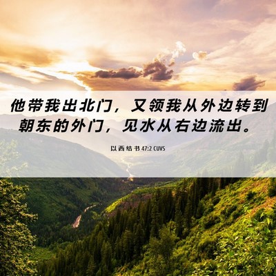 Picture 06 - 以 西 结 书 47:2 CUVS - 他 带 我 出 北 门 ， 又 领 我 从 外 - Bible Verse Picture