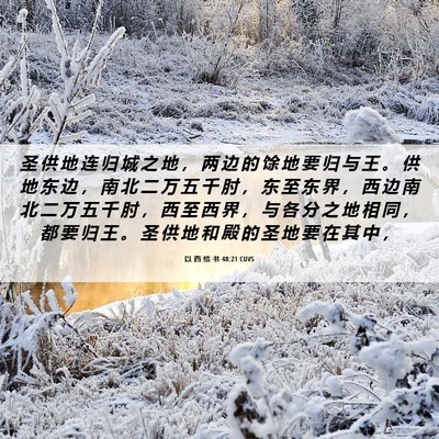 Picture 06 - 以 西 结 书 48:21 CUVS - 圣 供 地 连 归 城 之 地 ， 两 边 的 - Bible Verse Picture