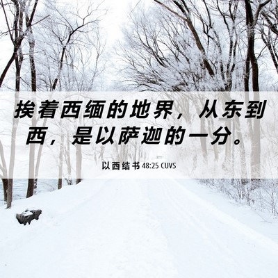 Picture 06 - 以 西 结 书 48:25 CUVS - 挨 着 西 缅 的 地 界 ， 从 东 到 西 - Bible Verse Picture