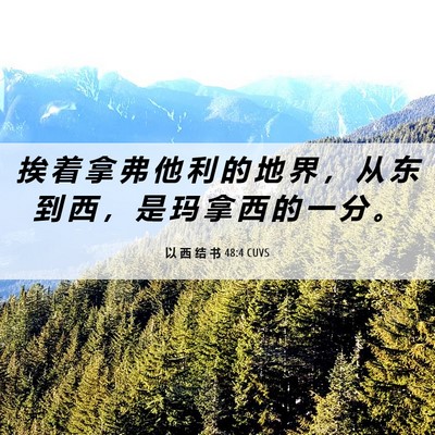 Picture 06 - 以 西 结 书 48:4 CUVS - 挨 着 拿 弗 他 利 的 地 界 ， 从 东 - Bible Verse Picture