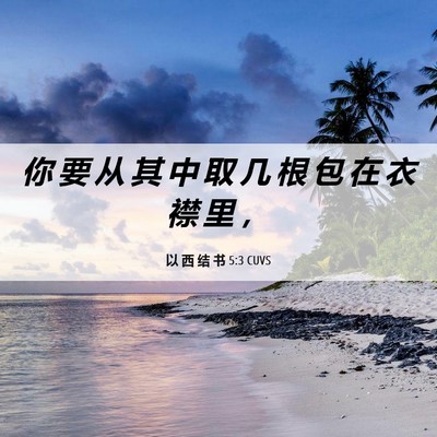 Picture 06 - 以 西 结 书 5:3 CUVS - 你 要 从 其 中 取 几 根 包 在 衣 襟 - Bible Verse Picture