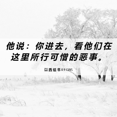 Picture 06 - 以 西 结 书 8:9 CUVS - 他 说 ： 你 进 去 ， 看 他 们 在 这 - Bible Verse Picture