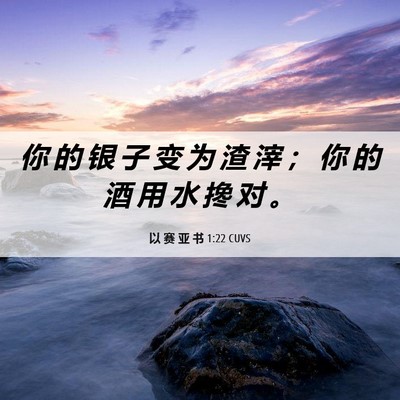 Picture 06 - 以 赛 亚 书 1:22 CUVS - 你 的 银 子 变 为 渣 滓 ； 你 的 酒 - Bible Verse Picture