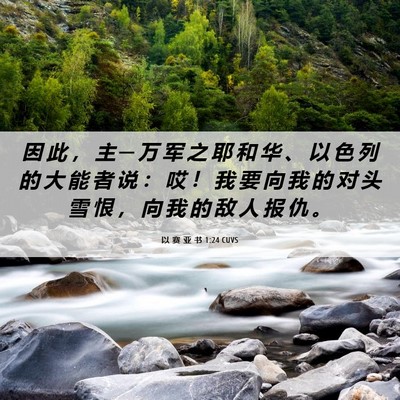 Picture 06 - 以 赛 亚 书 1:24 CUVS - 因 此 ， 主 ─ 万 军 之 耶 和 华 、 - Bible Verse Picture
