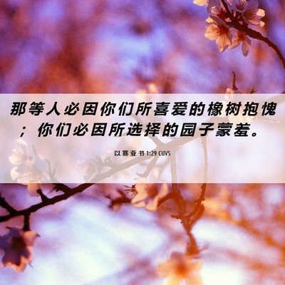 Picture 06 - 以 赛 亚 书 1:29 CUVS - 那 等 人 必 因 你 们 所 喜 爱 的 橡 - Bible Verse Picture