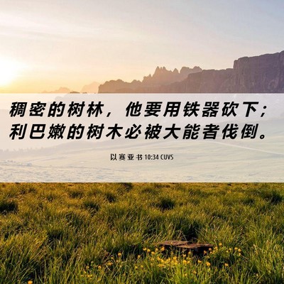 Picture 06 - 以 赛 亚 书 10:34 CUVS - 稠 密 的 树 林 ， 他 要 用 铁 器 砍 - Bible Verse Picture
