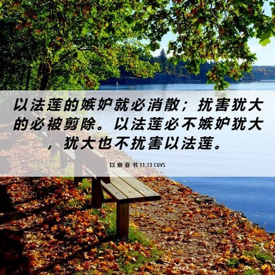 Picture 06 - 以 赛 亚 书 11:13 CUVS - 以 法 莲 的 嫉 妒 就 必 消 散 ； 扰 - Bible Verse Picture