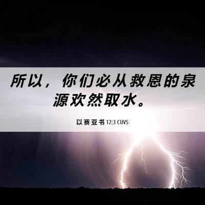 Picture 06 - 以 赛 亚 书 12:3 CUVS - 所 以 ， 你 们 必 从 救 恩 的 泉 源 - Bible Verse Picture