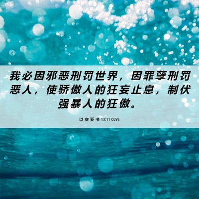 Picture 06 - 以 赛 亚 书 13:11 CUVS - 我 必 因 邪 恶 刑 罚 世 界 ， 因 罪 - Bible Verse Picture