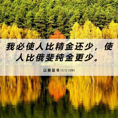 Picture 06 - 以 赛 亚 书 13:12 CUVS - 我 必 使 人 比 精 金 还 少 ， 使 人 - Bible Verse Picture