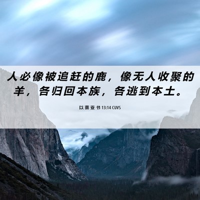 Picture 06 - 以 赛 亚 书 13:14 CUVS - 人 必 像 被 追 赶 的 鹿 ， 像 无 人 - Bible Verse Picture