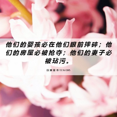 Picture 06 - 以 赛 亚 书 13:16 CUVS - 他 们 的 婴 孩 必 在 他 们 眼 前 摔 - Bible Verse Picture