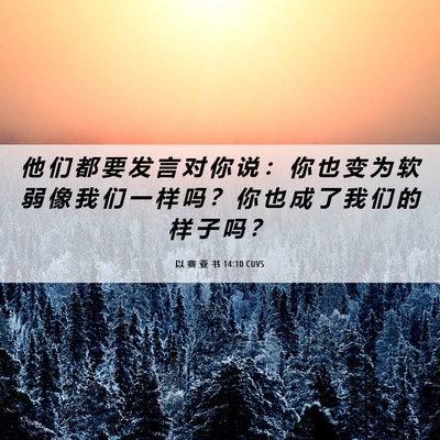 Picture 06 - 以 赛 亚 书 14:10 CUVS - 他 们 都 要 发 言 对 你 说 ： 你 也 - Bible Verse Picture