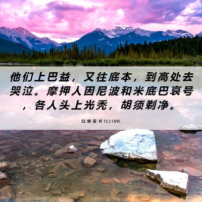 Picture 06 - 以 赛 亚 书 15:2 CUVS - 他 们 上 巴 益 ， 又 往 底 本 ， 到 - Bible Verse Picture