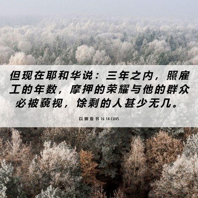 Picture 06 - 以 赛 亚 书 16:14 CUVS - 但 现 在 耶 和 华 说 ： 三 年 之 内 - Bible Verse Picture