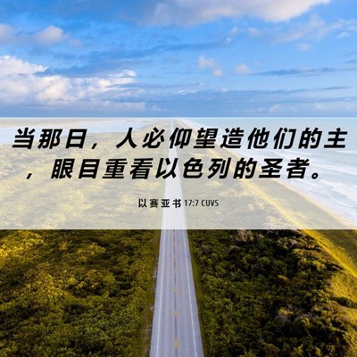 Picture 06 - 以 赛 亚 书 17:7 CUVS - 当 那 日 ， 人 必 仰 望 造 他 们 的 - Bible Verse Picture