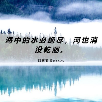 Picture 06 - 以 赛 亚 书 19:5 CUVS - 海 中 的 水 必 绝 尽 ， 河 也 消 没 - Bible Verse Picture