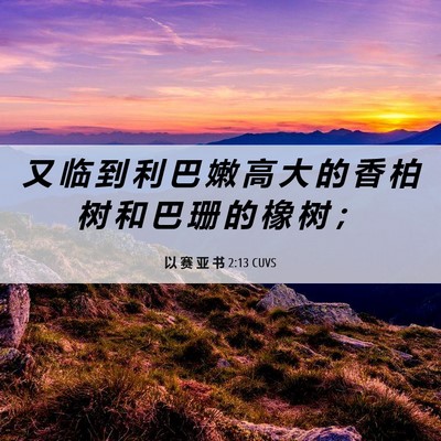Picture 06 - 以 赛 亚 书 2:13 CUVS - 又 临 到 利 巴 嫩 高 大 的 香 柏 树 - Bible Verse Picture