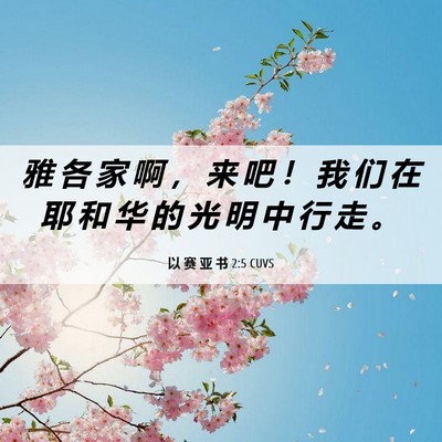 Picture 06 - 以 赛 亚 书 2:5 CUVS - 雅 各 家 啊 ， 来 吧 ！ 我 们 在 耶 - Bible Verse Picture