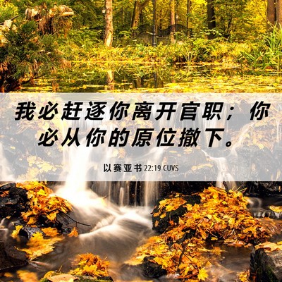 Picture 06 - 以 赛 亚 书 22:19 CUVS - 我 必 赶 逐 你 离 开 官 职 ； 你 必 - Bible Verse Picture