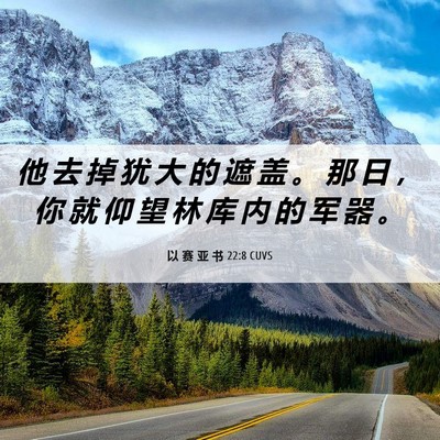 Picture 06 - 以 赛 亚 书 22:8 CUVS - 他 去 掉 犹 大 的 遮 盖 。 那 日 ， - Bible Verse Picture