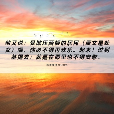 Picture 06 - 以 赛 亚 书 23:12 CUVS - 他 又 说 ： 受 欺 压 西 顿 的 居 民 - Bible Verse Picture