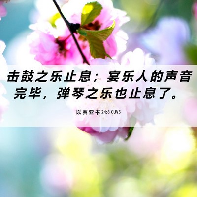 Picture 06 - 以 赛 亚 书 24:8 CUVS - 击 鼓 之 乐 止 息 ； 宴 乐 人 的 声 - Bible Verse Picture