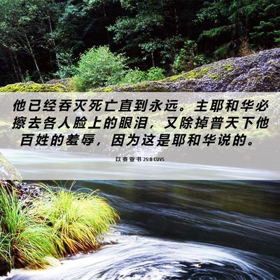 Picture 06 - 以 赛 亚 书 25:8 CUVS - 他 已 经 吞 灭 死 亡 直 到 永 远 。 - Bible Verse Picture