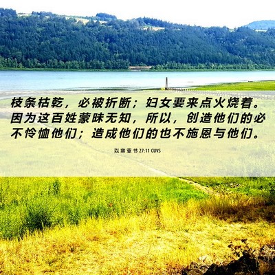 Picture 06 - 以 赛 亚 书 27:11 CUVS - 枝 条 枯 乾 ， 必 被 折 断 ； 妇 女 - Bible Verse Picture