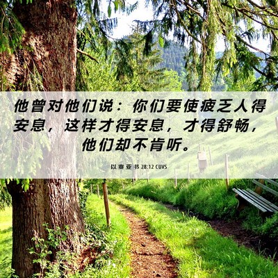 Picture 06 - 以 赛 亚 书 28:12 CUVS - 他 曾 对 他 们 说 ： 你 们 要 使 疲 - Bible Verse Picture
