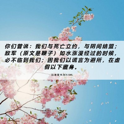 Picture 06 - 以 赛 亚 书 28:15 CUVS - 你 们 曾 说 ： 我 们 与 死 亡 立 约 - Bible Verse Picture