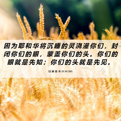 Picture 06 - 以 赛 亚 书 29:10 CUVS - 因 为 耶 和 华 将 沉 睡 的 灵 浇 灌 - Bible Verse Picture