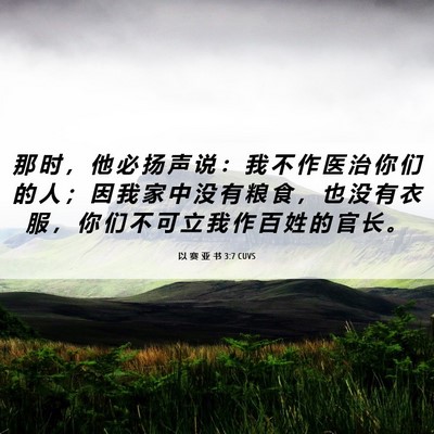 Picture 06 - 以 赛 亚 书 3:7 CUVS - 那 时 ， 他 必 扬 声 说 ： 我 不 作 - Bible Verse Picture