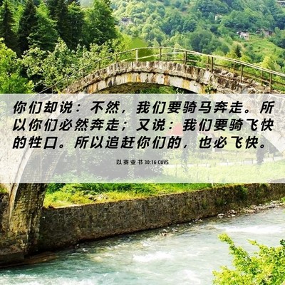 Picture 06 - 以 赛 亚 书 30:16 CUVS - 你 们 却 说 ： 不 然 ， 我 们 要 骑 - Bible Verse Picture