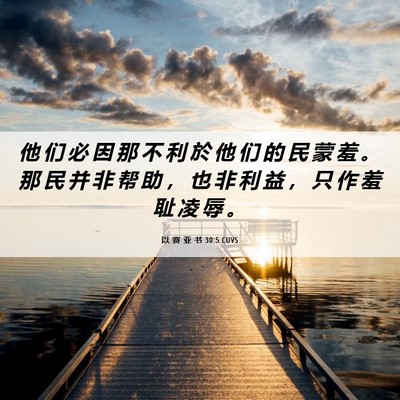 Picture 06 - 以 赛 亚 书 30:5 CUVS - 他 们 必 因 那 不 利 於 他 们 的 民 - Bible Verse Picture