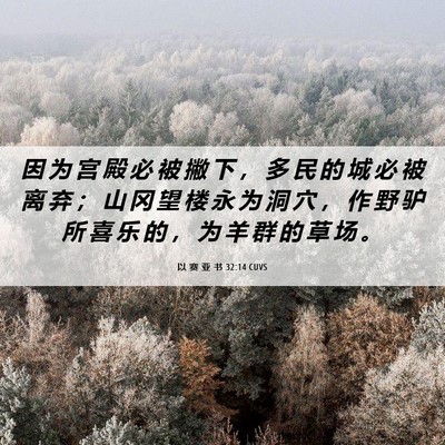 Picture 06 - 以 赛 亚 书 32:14 CUVS - 因 为 宫 殿 必 被 撇 下 ， 多 民 的 - Bible Verse Picture