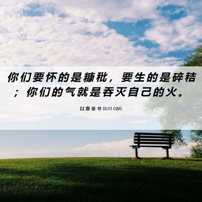 Picture 06 - 以 赛 亚 书 33:11 CUVS - 你 们 要 怀 的 是 糠 秕 ， 要 生 的 - Bible Verse Picture