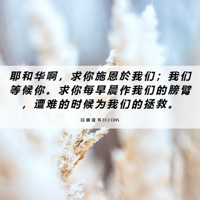 Picture 06 - 以 赛 亚 书 33:2 CUVS - 耶 和 华 啊 ， 求 你 施 恩 於 我 们 - Bible Verse Picture