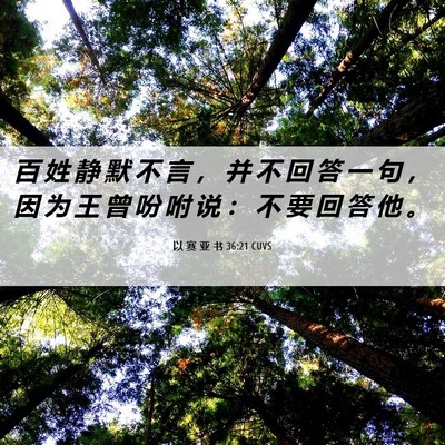 Picture 06 - 以 赛 亚 书 36:21 CUVS - 百 姓 静 默 不 言 ， 并 不 回 答 一 - Bible Verse Picture