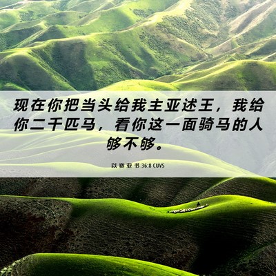 Picture 06 - 以 赛 亚 书 36:8 CUVS - 现 在 你 把 当 头 给 我 主 亚 述 王 - Bible Verse Picture